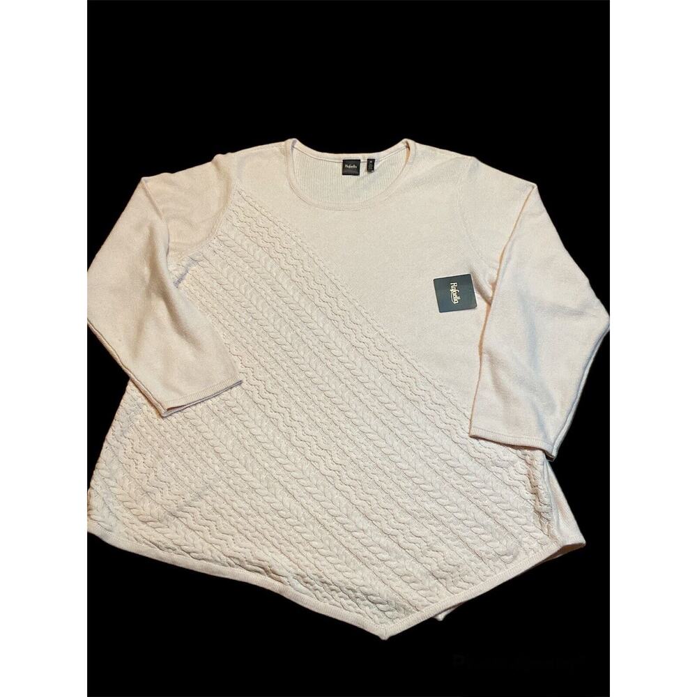 Rafaella Women's Size 3X Asymmetrical Cable Knit Sweater Soft Blush Pink NWT